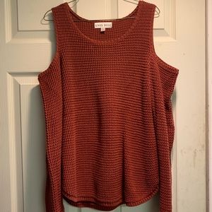 Pullover sweater shoulder cut